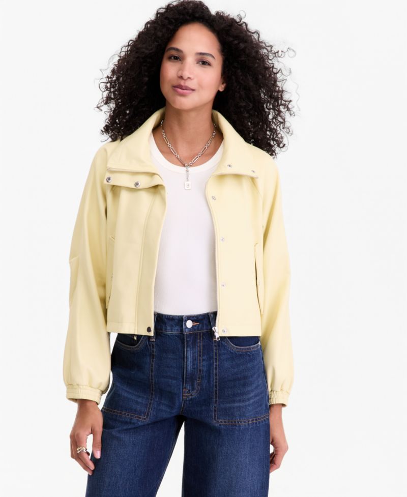 Women's Cropped Faux-Leather Jacket