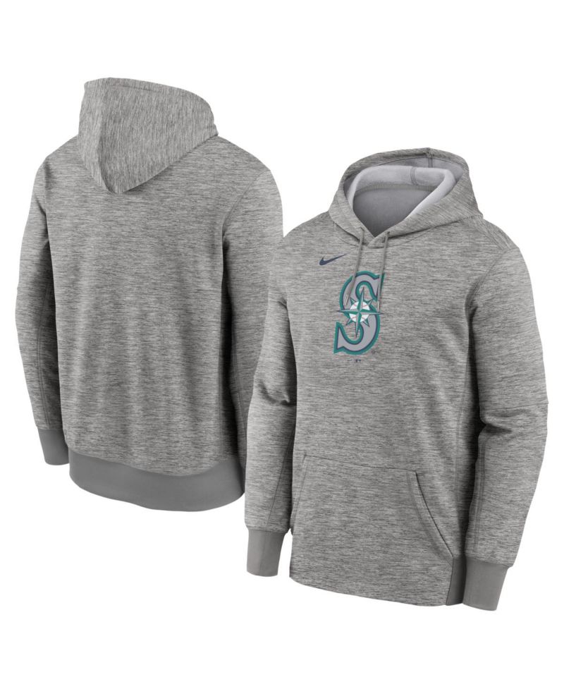 Men's Heather Gray Seattle Mariners Primary Logo Therma Hoodie