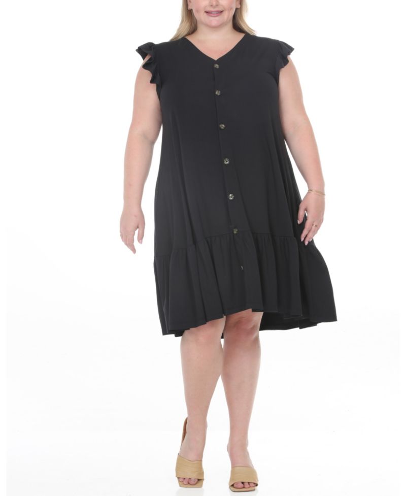 Plus Size Button-Front Tiered Swing Dress