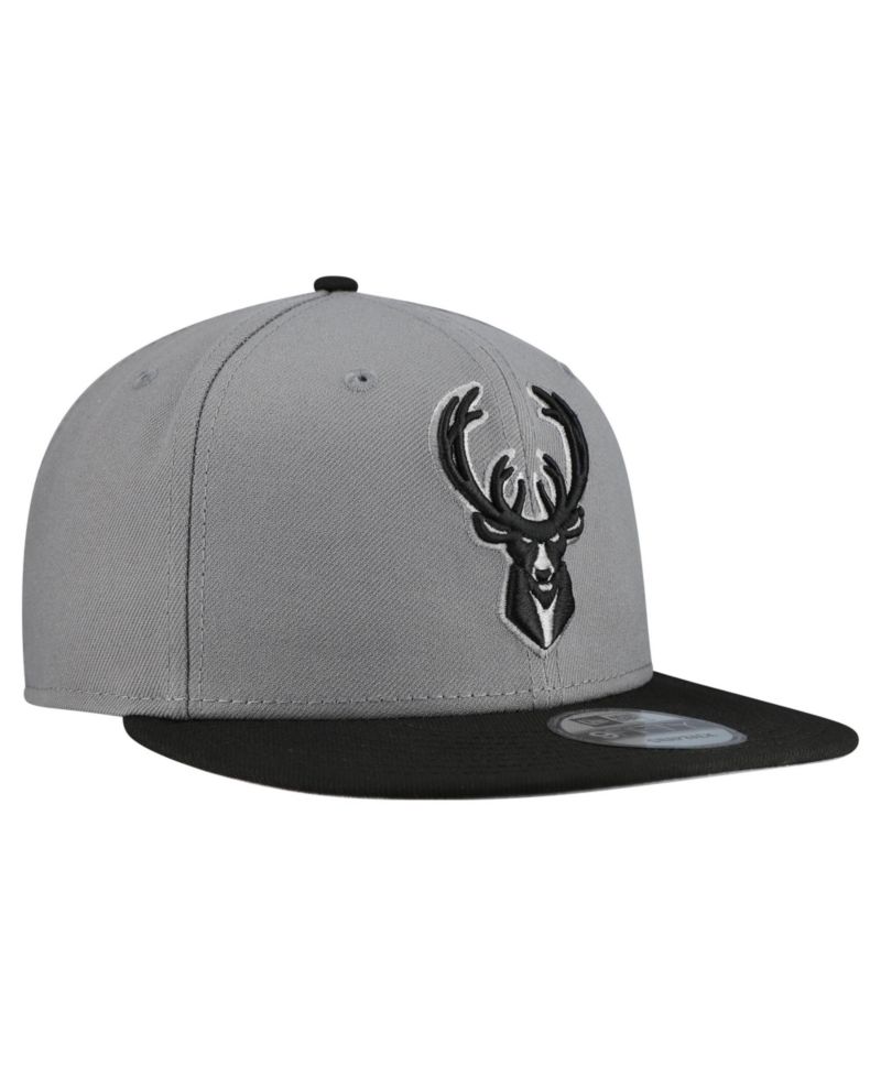 Men's Gray Milwaukee Bucks Core Logo Storm Gray Two-Tone 9FIFTY Snapback Hat