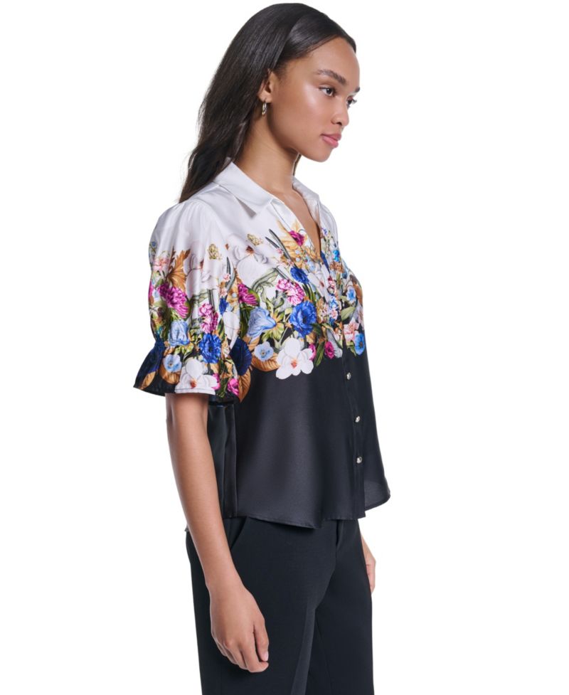 Women's Floral Button-Front Blouse