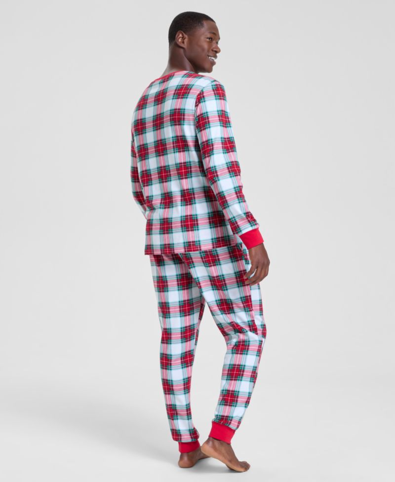 Men's Merry Plaid Crew Neck Matching Family Pajamas Set