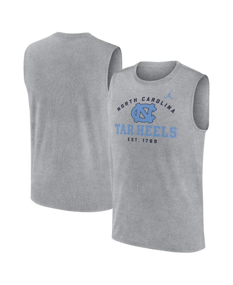 Men's Heather Gray North Carolina Tar Heels Primetime Legend Lock Up Performance Muscle Tank Top