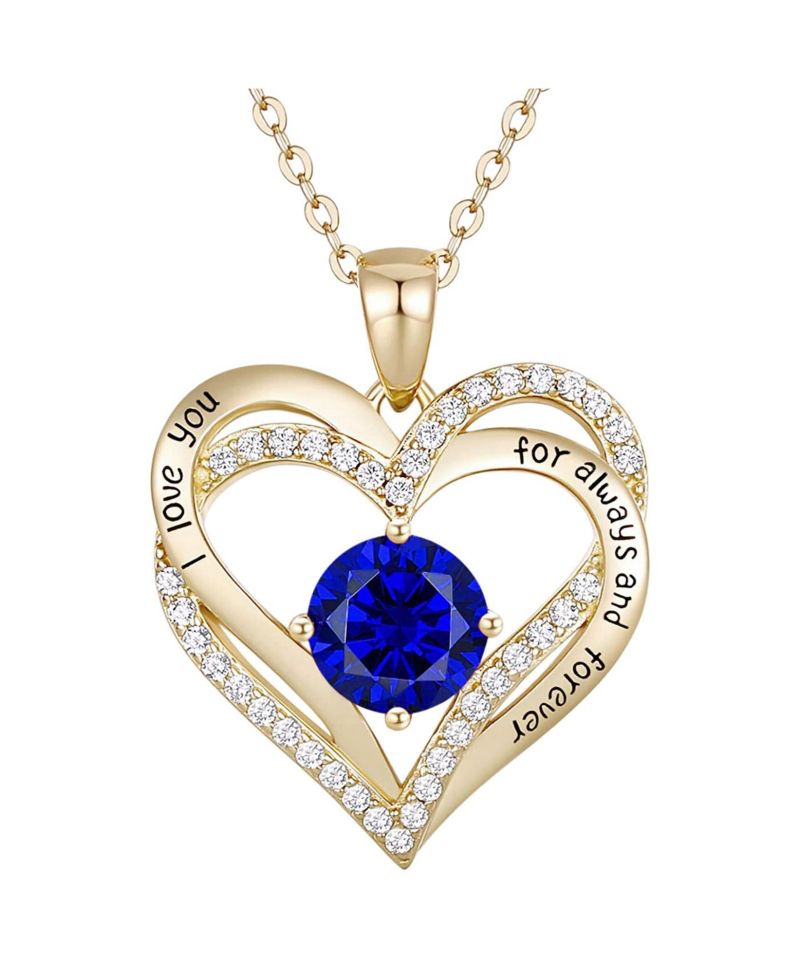 Timeless 14K Gold Plated Heart CZ ''I Love You'' Pendant