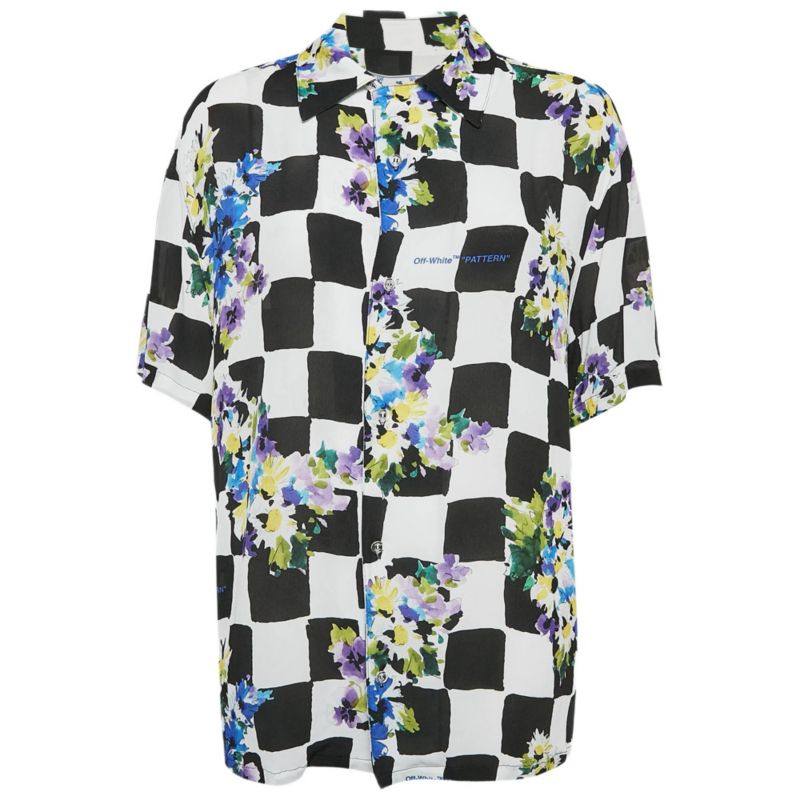 Women's Check Floral Print Crepe Shirt
