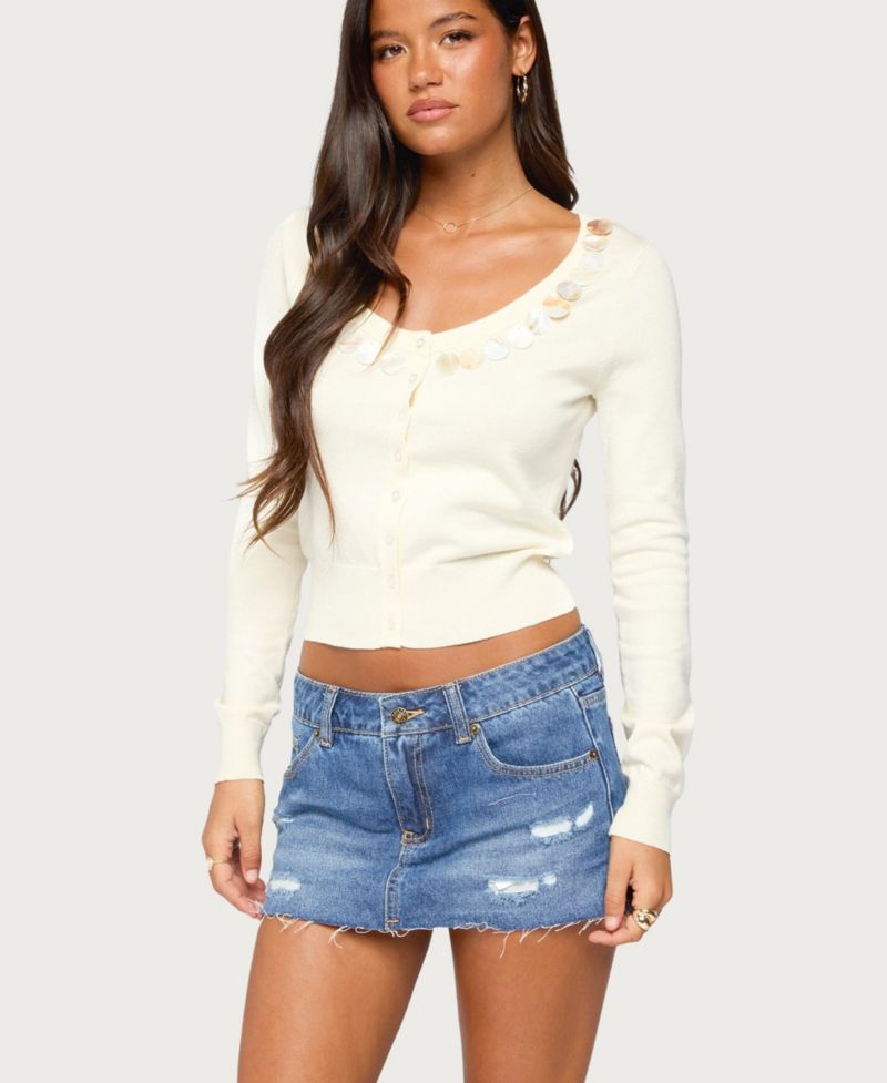 Women's Eeva Iridescent Cropped Button Cardigan