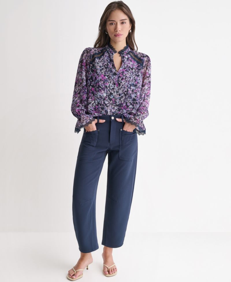 Women's Printed High-Neck Long-Sleeve Top