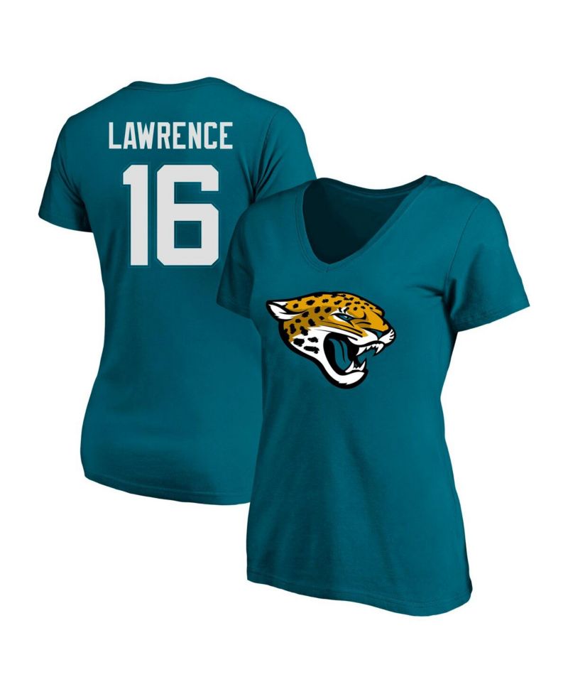 Women's Trevor Lawrence Teal Jacksonville Jaguars Plus Size Player Name & Number V-Neck T-Shirt
