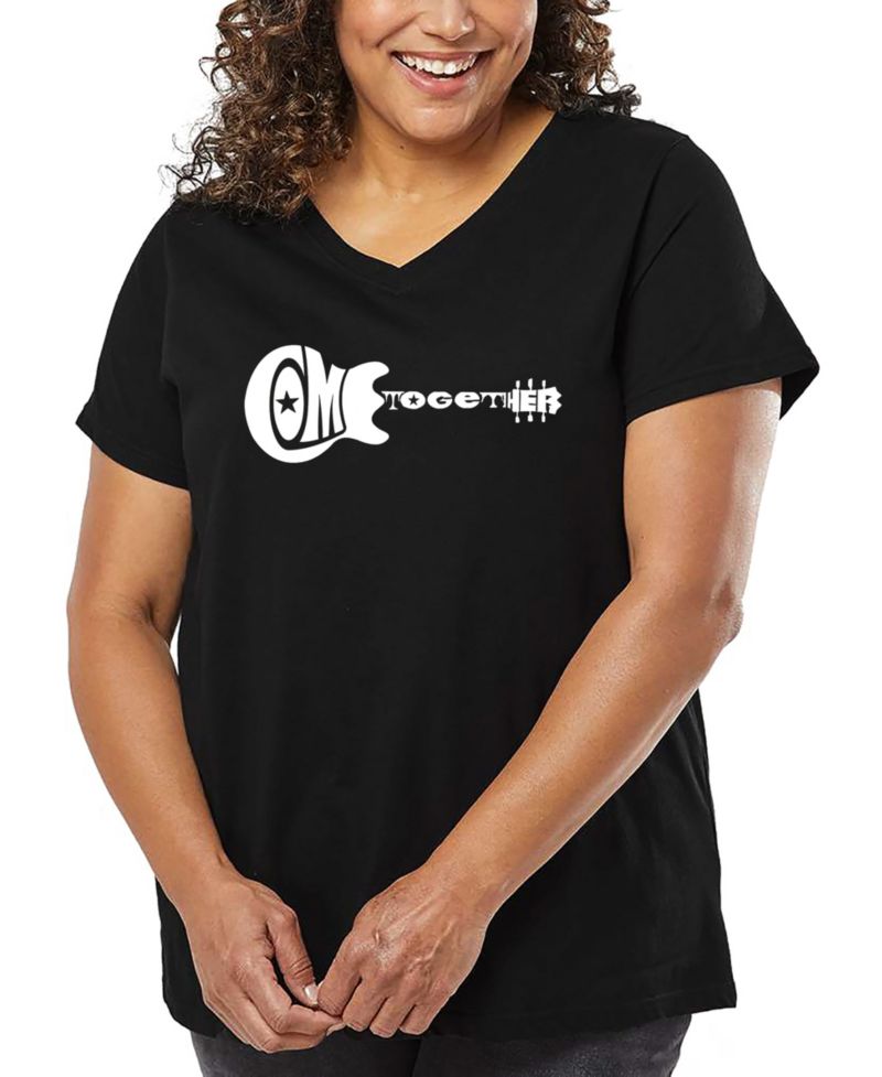 Plus Size COME TOGETHER Word Art V-Neck T-Shirt