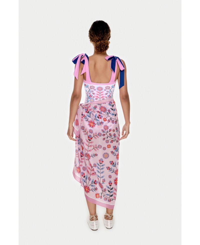 Women's Beach Sarong Wrap - Pink Garden