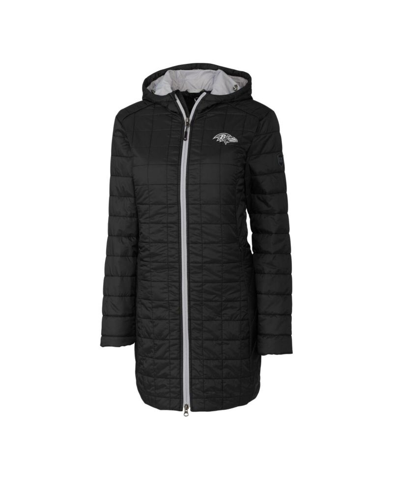Women's Black Baltimore Ravens Rainier Eco Insulated Full-Zip Hoodie Long Coat