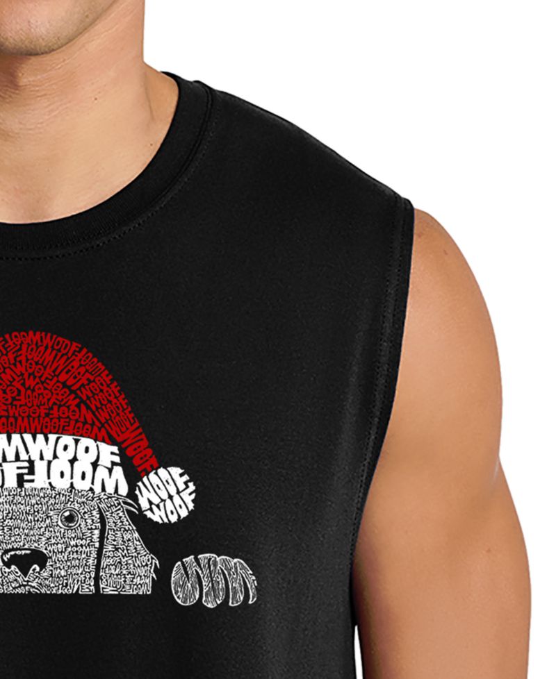 Men's Peeking Dog With A Santa Hat Graphic Tank Top