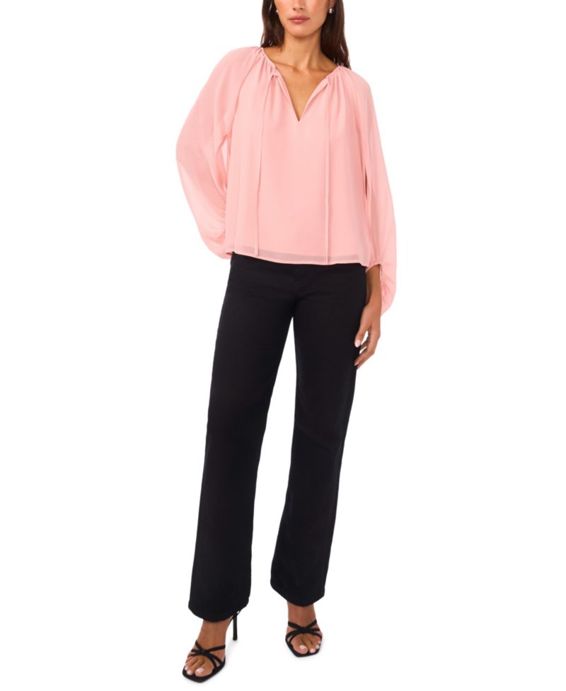 Women's Balloon Sleeve V-Neck Top