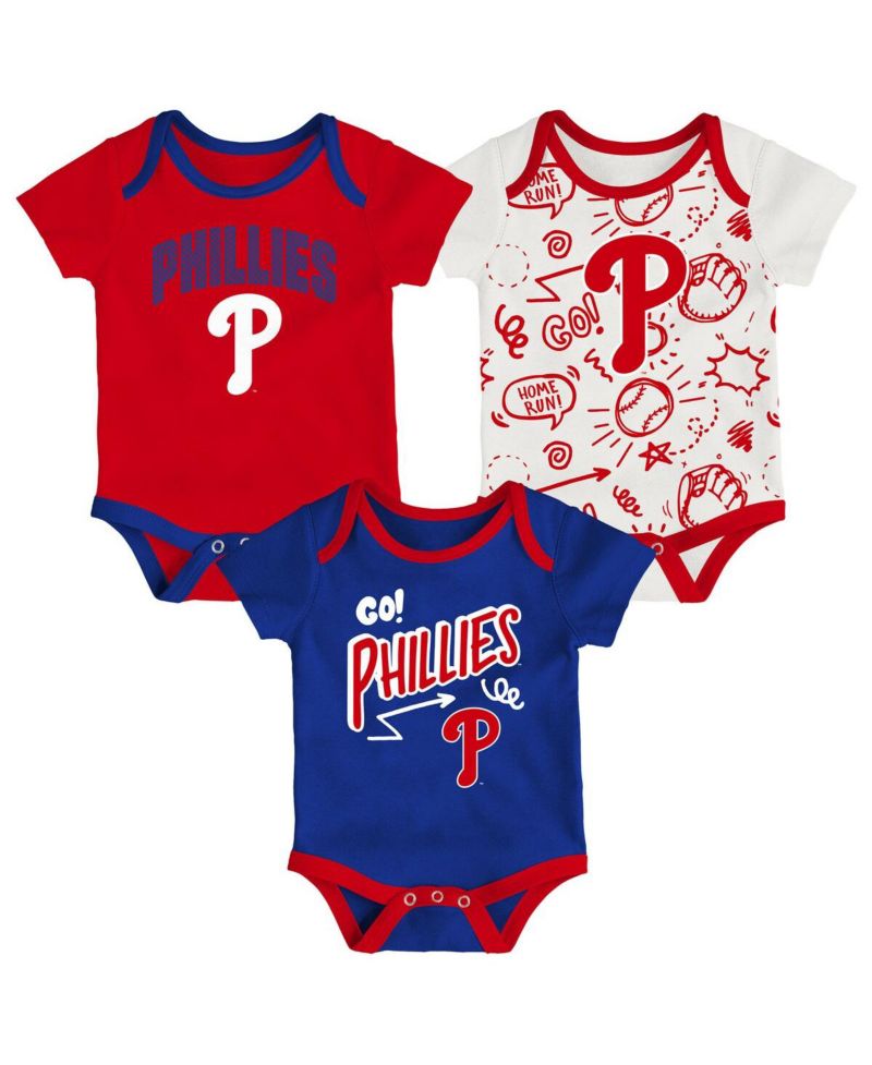 Baby Boys and Girls 3-Piece Philadelphia Phillies All Day Play Bodysuit Set