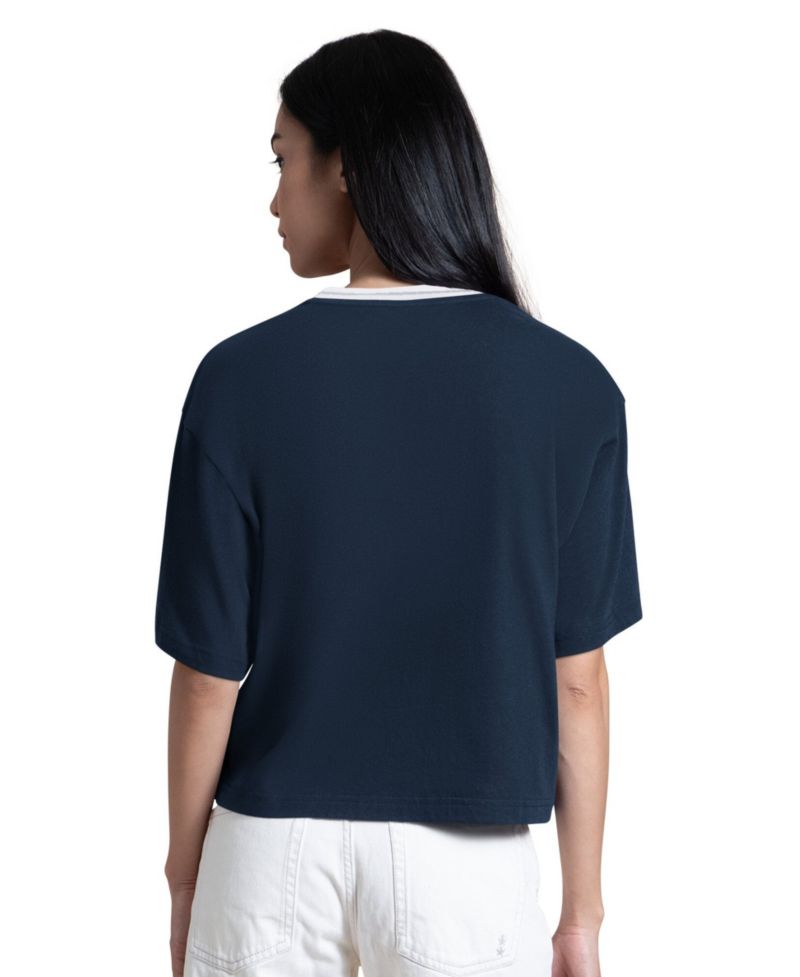Women's Navy New York Yankees Ace Cropped T-Shirt