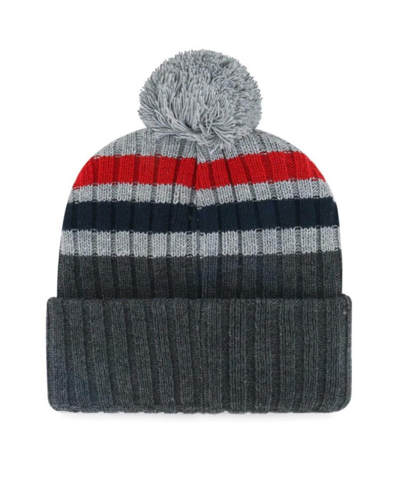 Men's Gray Boston Red Sox Stack Cuffed Knit Hat with Pom