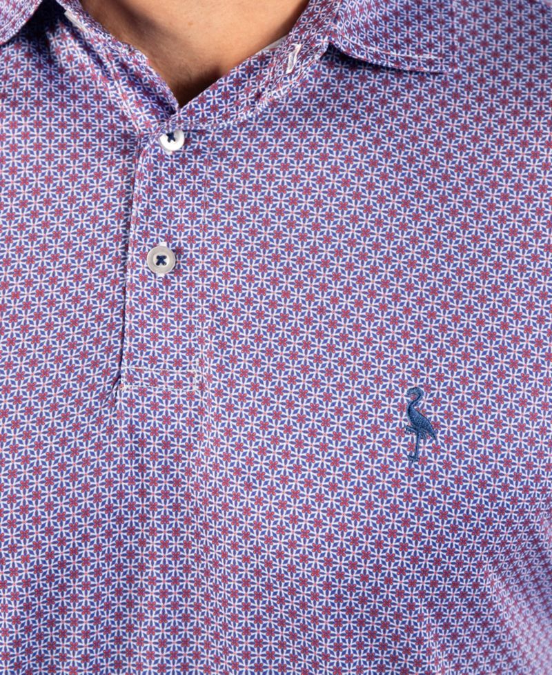 Men's Geo Floral Performance Polo Shirts