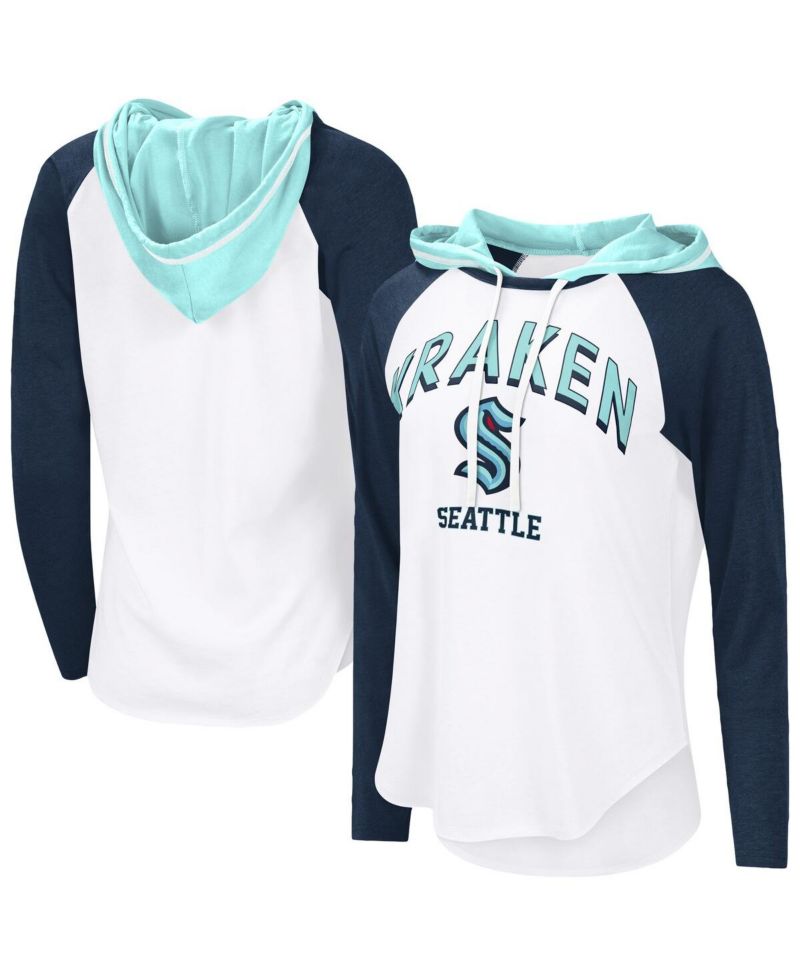 Women's White Seattle Kraken VIP Raglan Long Sleeve Hoodie T-Shirt