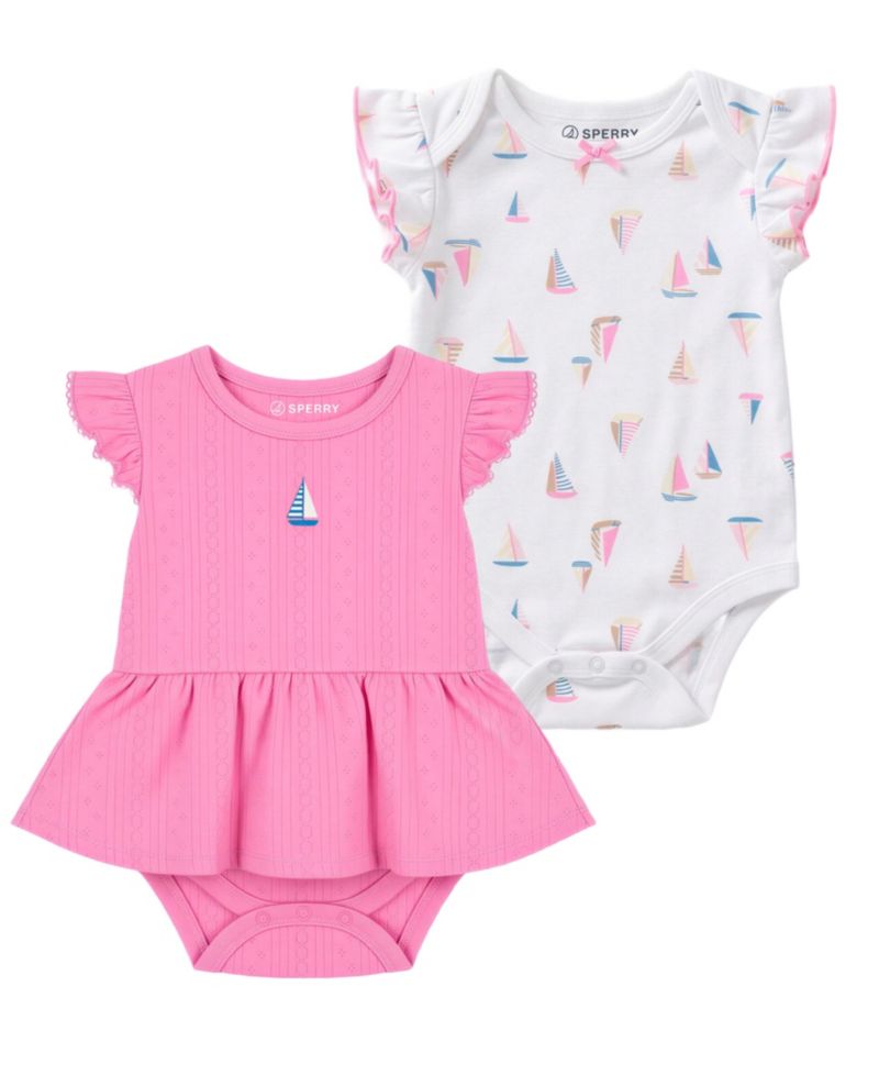 Baby Girls' Short-Sleeve Bodysuit with Rattle, 2-Piece Set