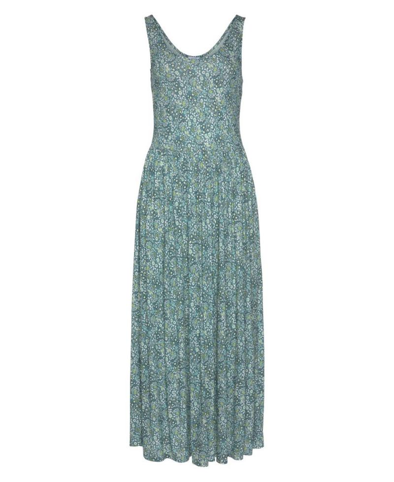 Women's Viscose Printed Scoop Neck A-Line Scoop-Neck Midi Dress
