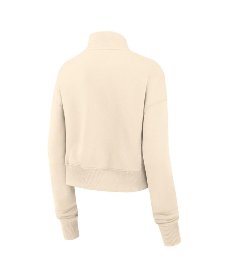 Women's Cream Chicago Bears Legacy Phoenix Fleece Cropped Half-Zip Sweatshirt