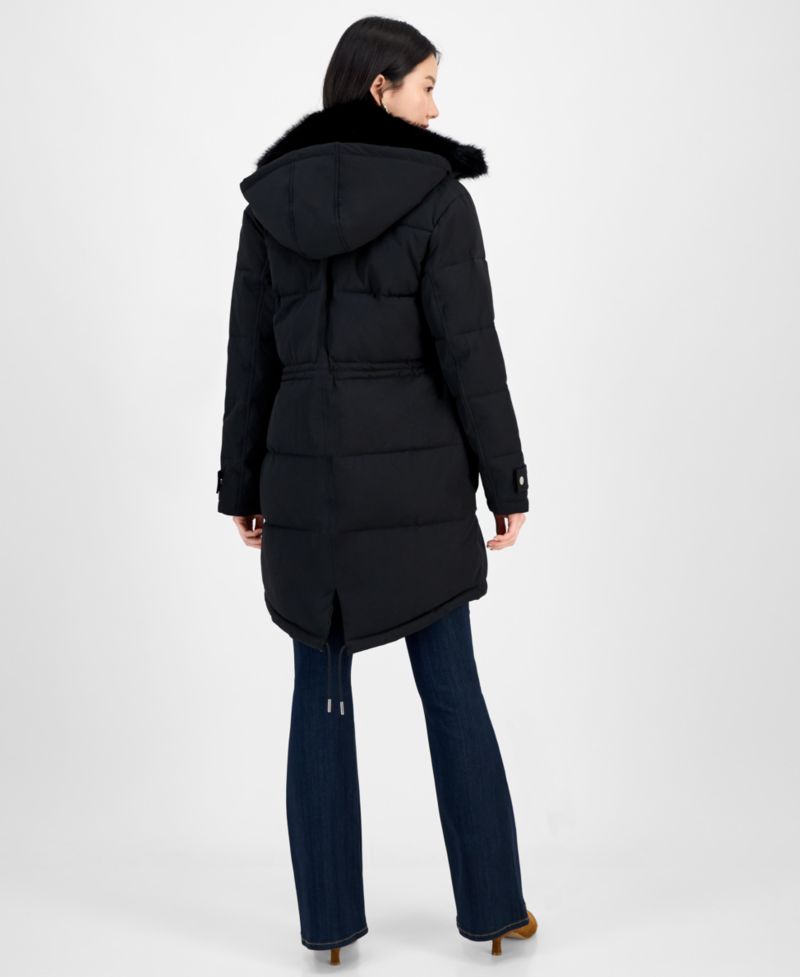 Women's Faux-Fur-Trim Hooded Puffer Coat