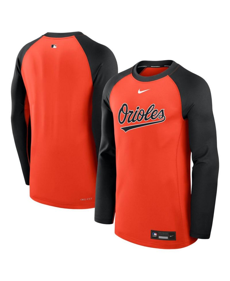 Men's Orange/Black Baltimore Orioles Authentic Collection Game Time Raglan Performance Long Sleeve T-Shirt