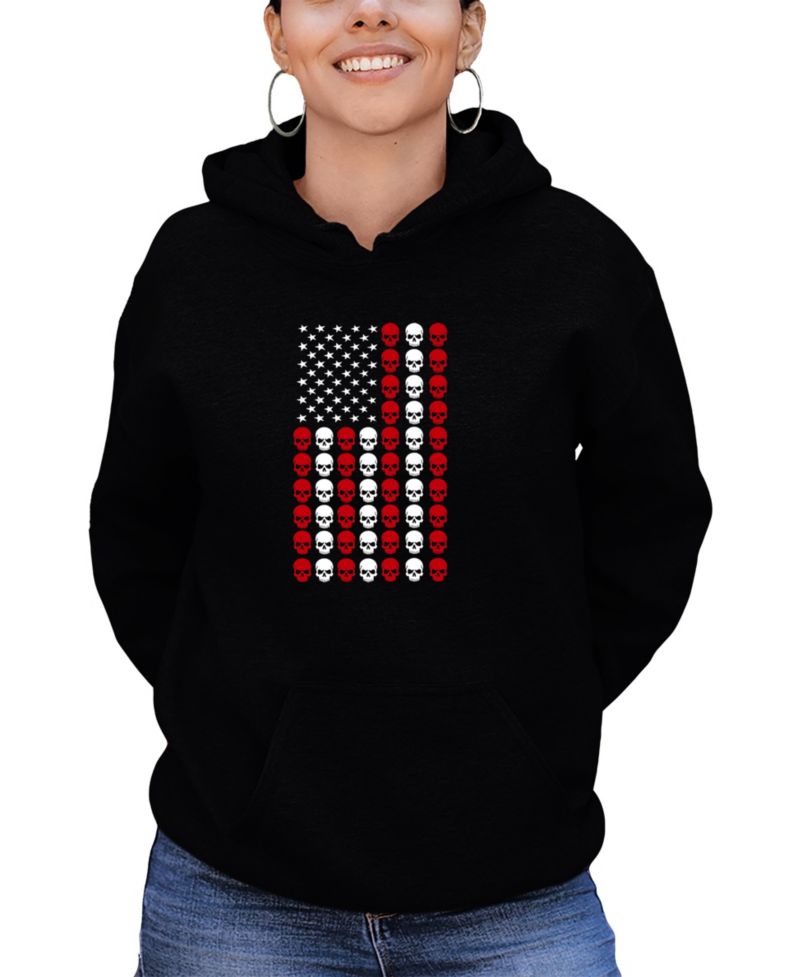 Women's Skull Flag Word Art Long-Sleeve Sweatshirt