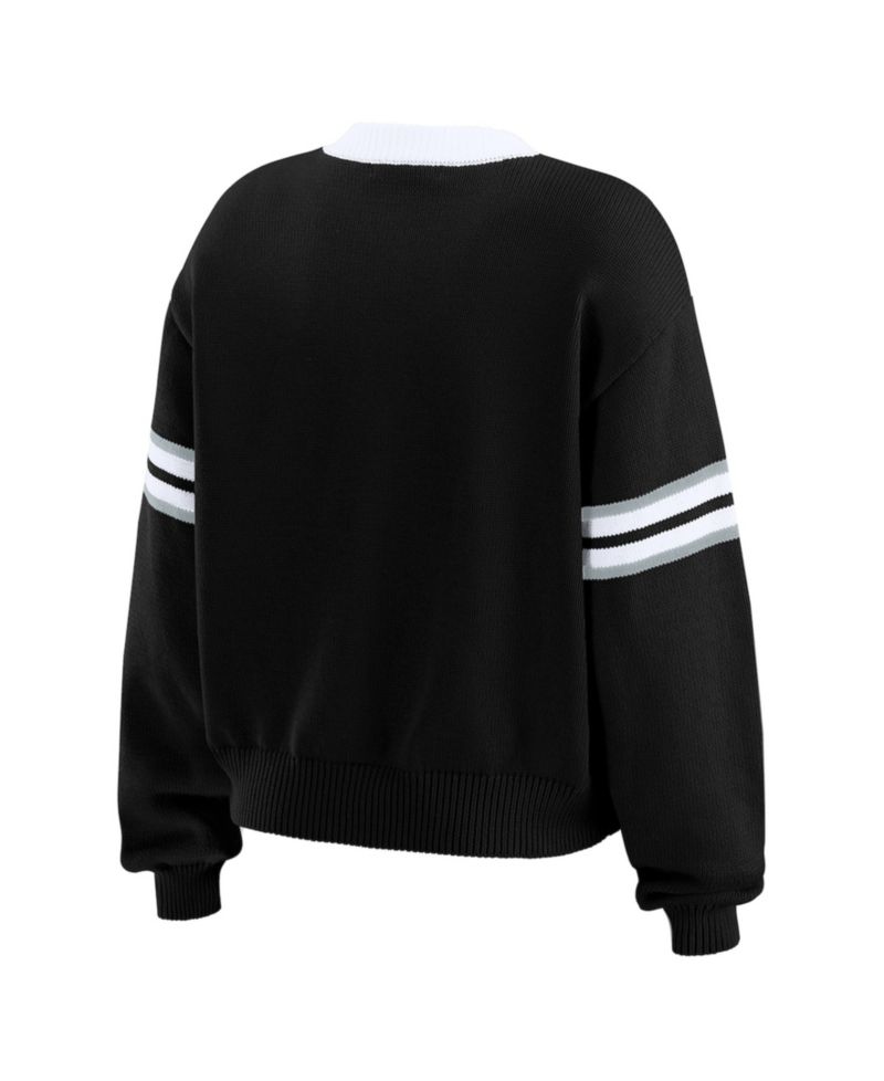Women's Black Las Vegas Raiders Lace-Up Pullover Sweatshirt
