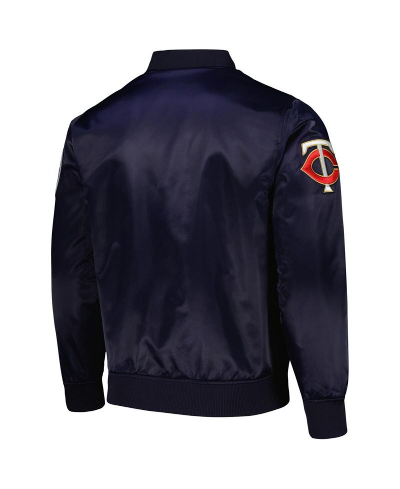 Men's Navy Minnesota Twins Wordmark Satin Full-Snap Jacket