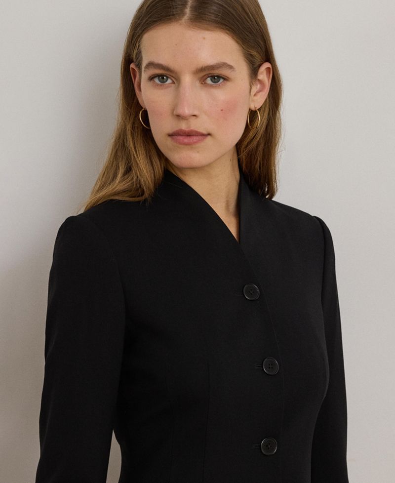 Women's Stretch Lightweight Curved Stand Collar Blazer