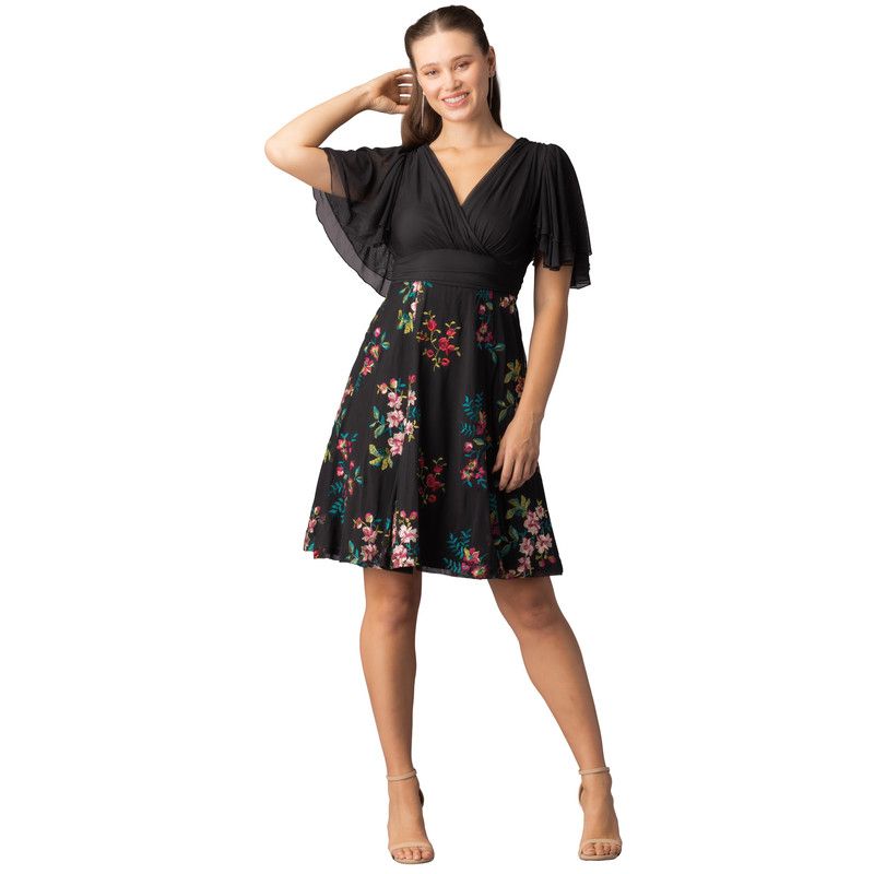 Women's Lillian Embroidered Mesh Midi Cocktail Dress