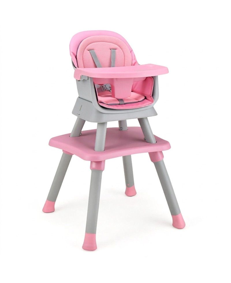 Toddler 6 in 1 Convertible High Chair with Adjustable Removable Tray and Booster