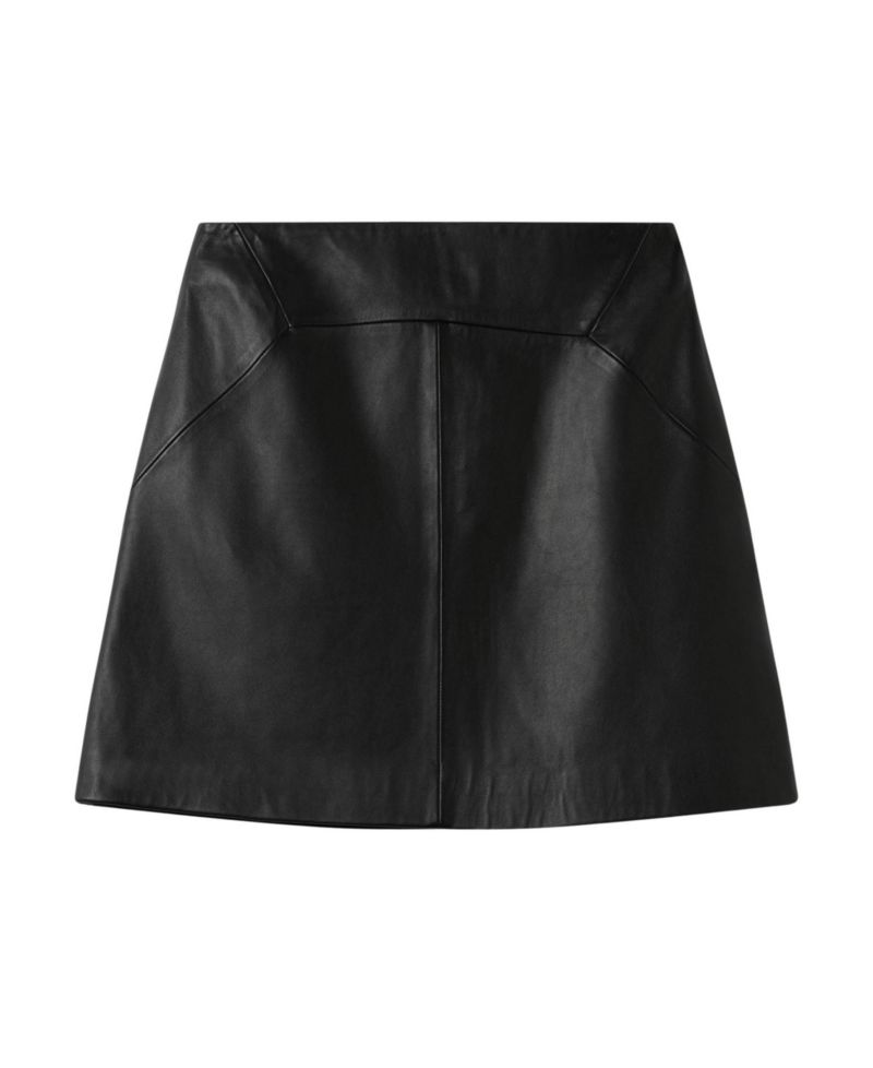 Women's High-Waisted A-Line Leather Mini Skirt