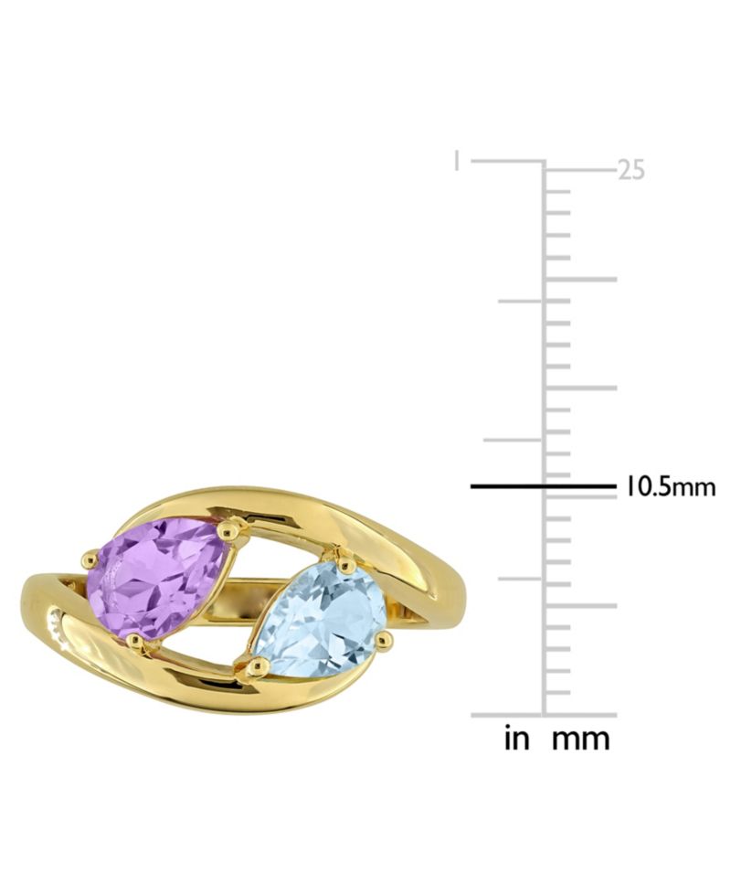 Amethyst (1/2 ct. t.w.) and Blue Topaz (7/8 ct. t.w.) Ring in 18k Gold Flash Plated Sterling Silver