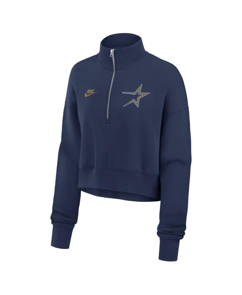 Women's Navy Houston Astros Cooperstown Collection Phoenix Fleece Half-Zip Sweatshirt