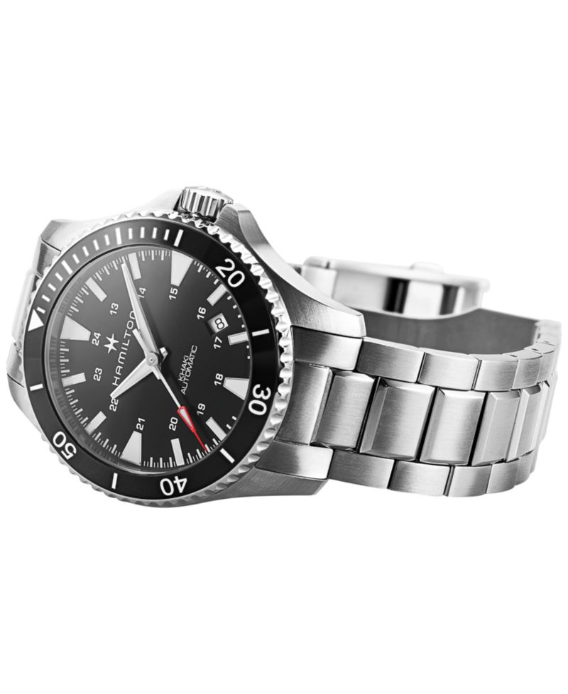 Men's Swiss Automatic Khaki Navy Stainless Steel Bracelet Watch 40mm