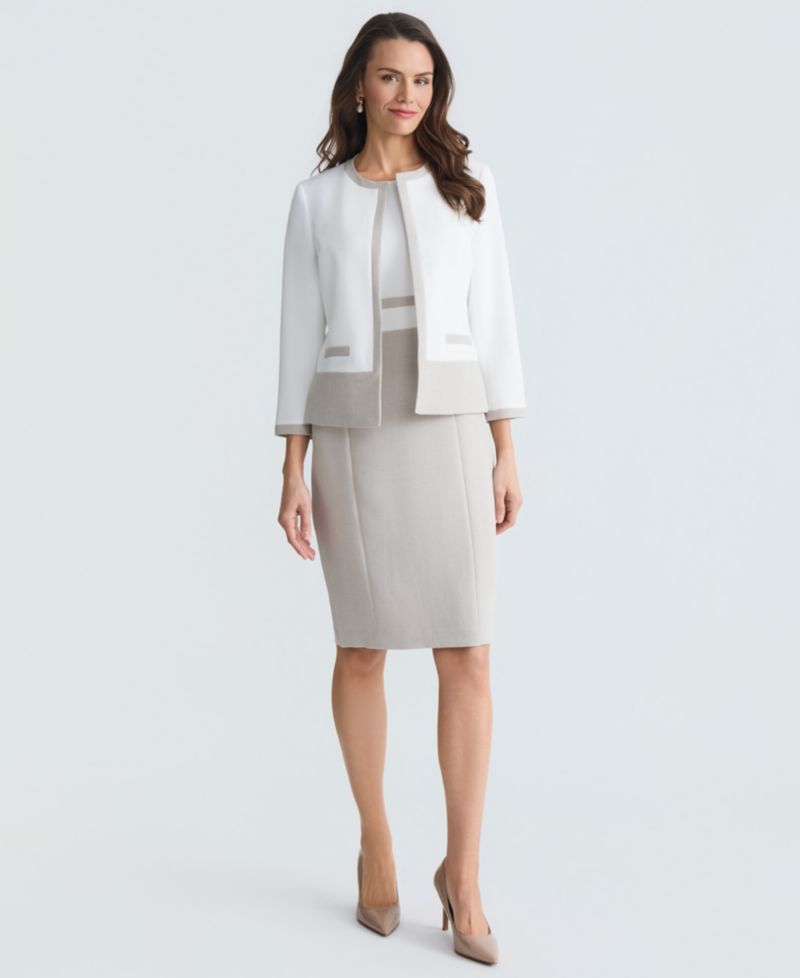 Women's 3/4-Sleeve Open-Front Color Block Blazer, Regular & Petite