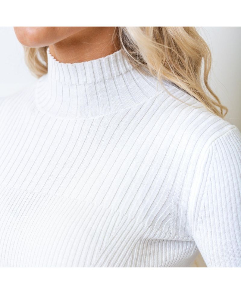 Women's Hope and Henry Long Sleeve Mock Neck Rib Knit Sweater