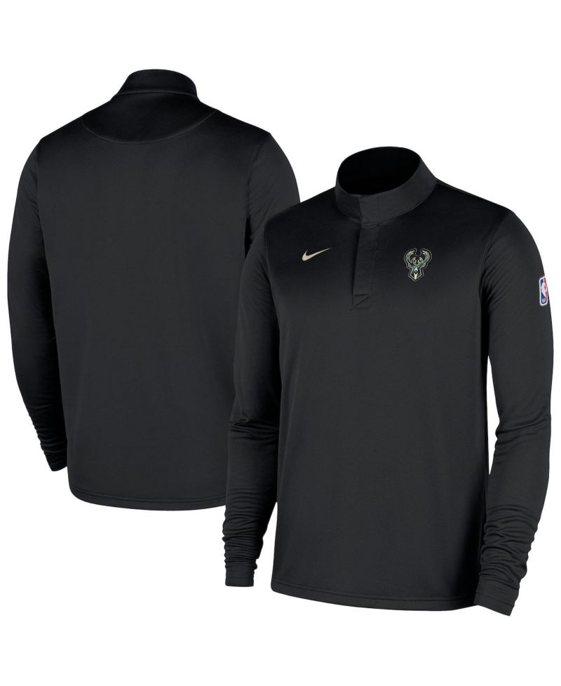 Men's Black Milwaukee Bucks 2025/26 Authentic Coaches Quarter-Zip Pullover Jacket