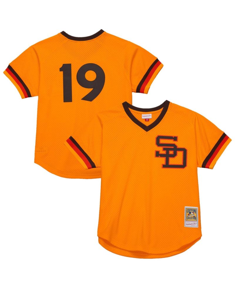 Men's Tony Gwynn Gold San Diego Padres Big Tall Cooperstown Mesh Batting Practice Jersey