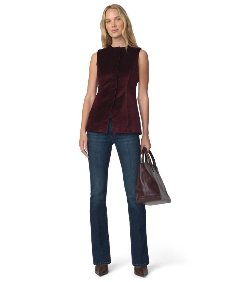 Women's Velveteen Sleeveless Button-Front Vest