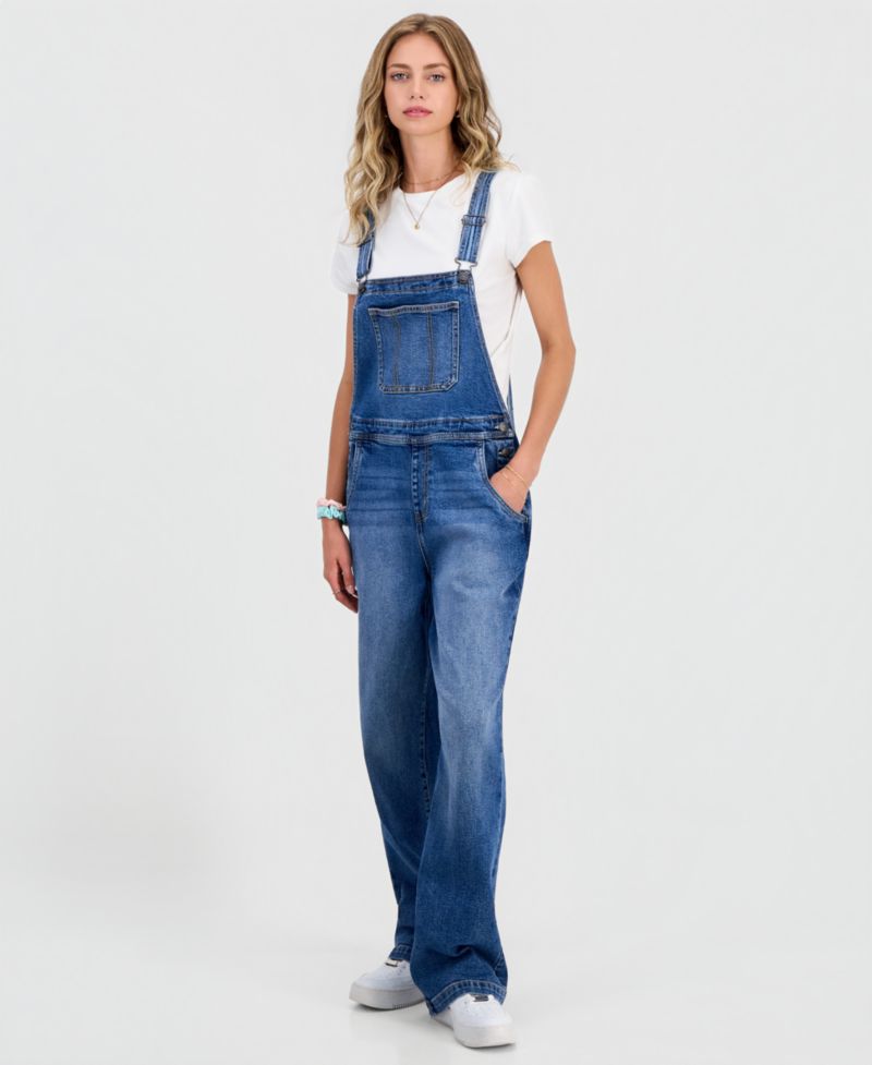 Juniors' Slouchy Denim Overalls