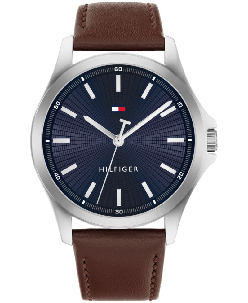 Men's Quartz Brown Leather Strap Watch 42mm