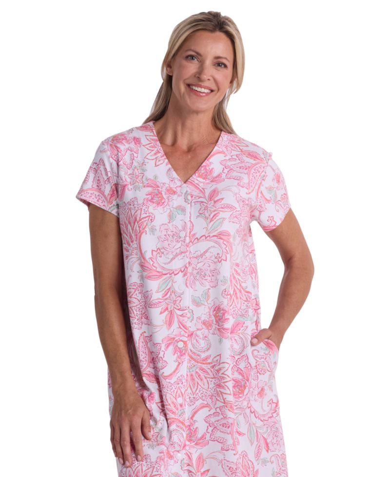 Women's Short-Sleeve Printed Short Grip Robe