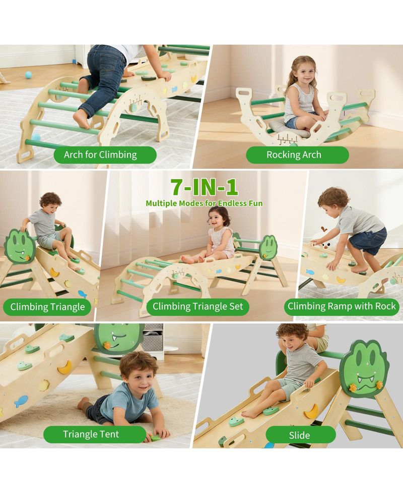 72.8 x 20.5 x 22.8 Inch Kids Climbing Frame Engineered Wood Toddler Indoor Play Gym Climbing Arch for Physical Fun, Wooden Frame