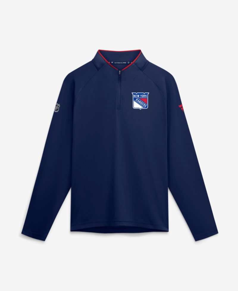 Men's Navy New York Rangers Authentic Pro Rink Raglan Lightweight Quarter-Zip Pullover