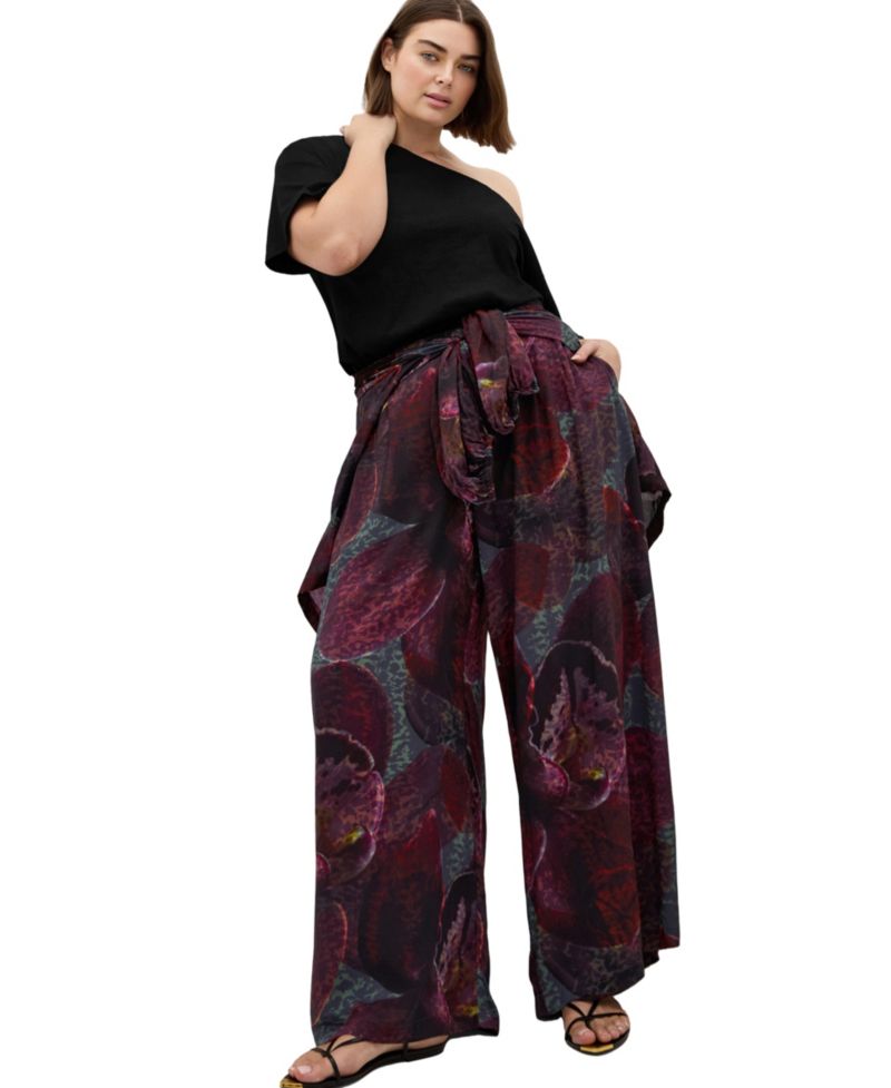 Plus Size Piper Orchid Print Wide Leg Pant