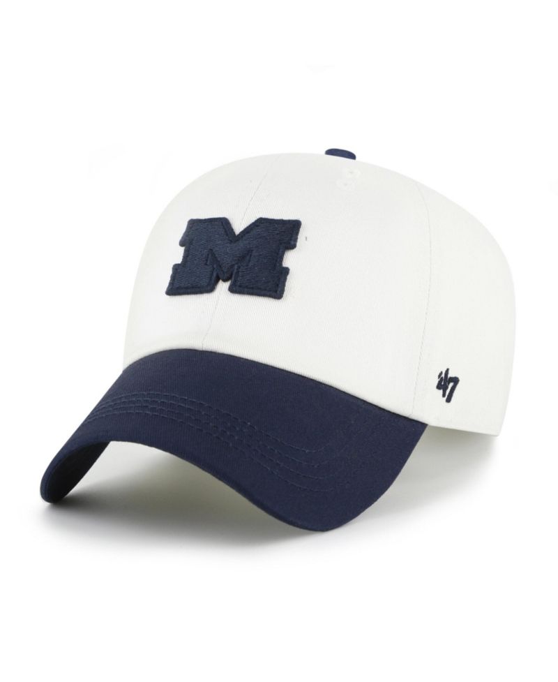 Men's '47 White/Navy Michigan Wolverines Contemporary Basics Two Tone Clean Up Adjustable Hat