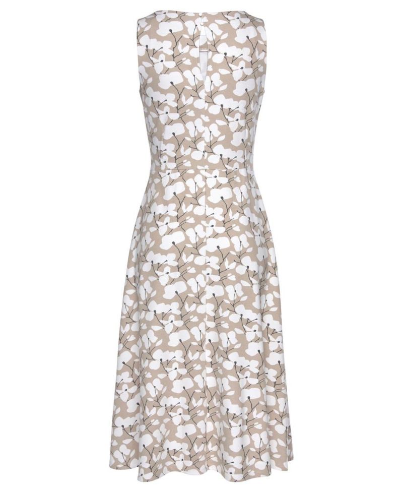 Women's Viscose Printed Sleeveless A-Line Midi Dress